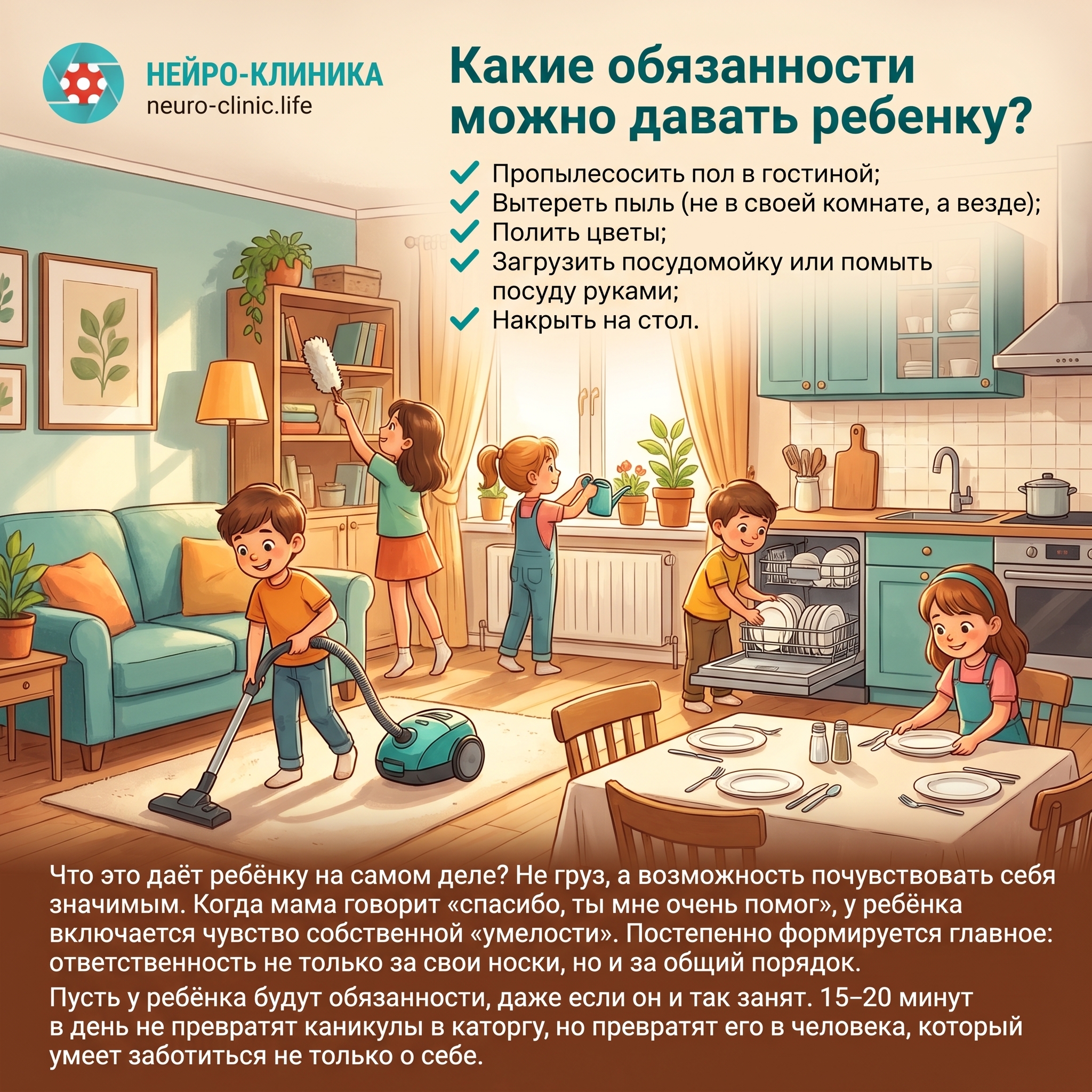 Какие обязанности можно давать ребенку